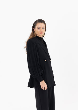 BLACK PLEATED SUIT