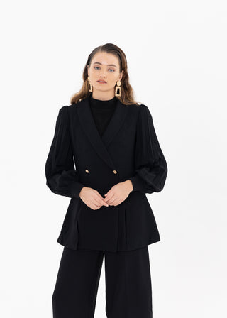 BLACK PLEATED SUIT