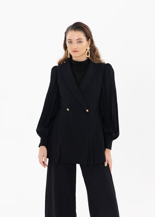 BLACK PLEATED SUIT