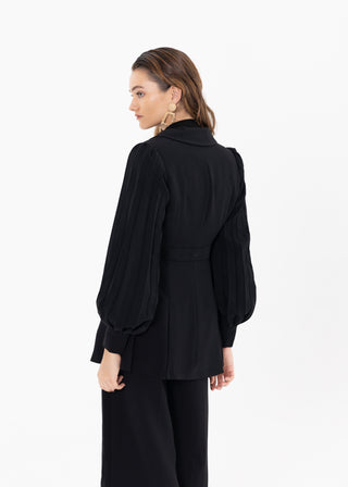 BLACK PLEATED SUIT