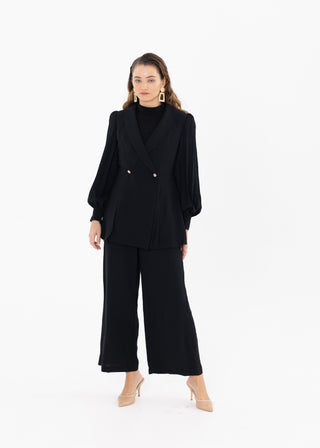 BLACK PLEATED SUIT