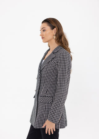 HOUNDSTOOTH DOUBLE-BREASTED BLAZER