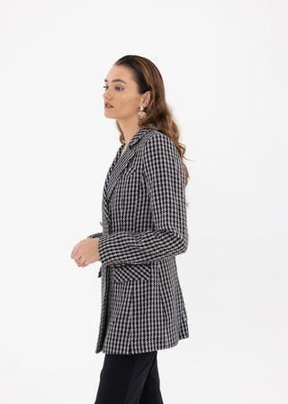 HOUNDSTOOTH DOUBLE-BREASTED BLAZER
