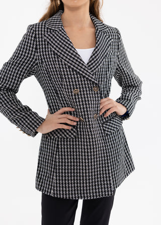 HOUNDSTOOTH DOUBLE-BREASTED BLAZER
