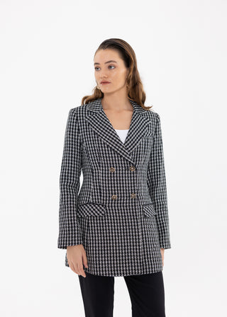 HOUNDSTOOTH DOUBLE-BREASTED BLAZER