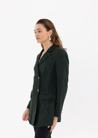 HOUNDSTOOTH DOUBLE-BREASTED BLAZER