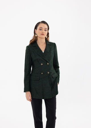 HOUNDSTOOTH DOUBLE-BREASTED BLAZER