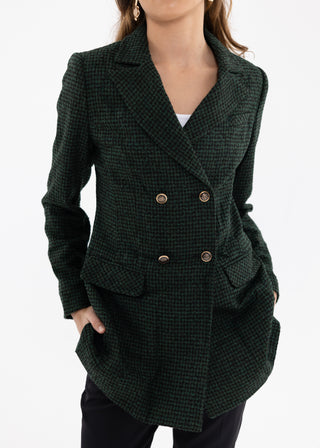 HOUNDSTOOTH DOUBLE-BREASTED BLAZER