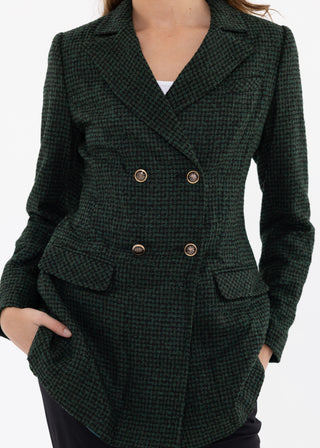 HOUNDSTOOTH DOUBLE-BREASTED BLAZER