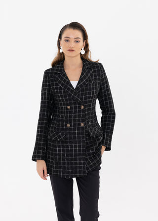 HOUNDSTOOTH DOUBLE-BREASTED BLAZER
