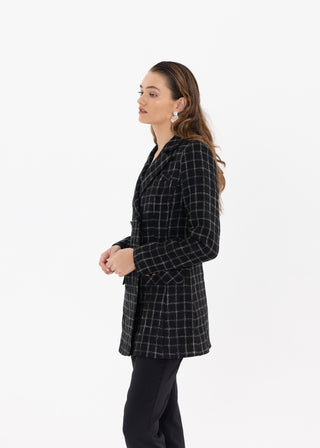 HOUNDSTOOTH DOUBLE-BREASTED BLAZER