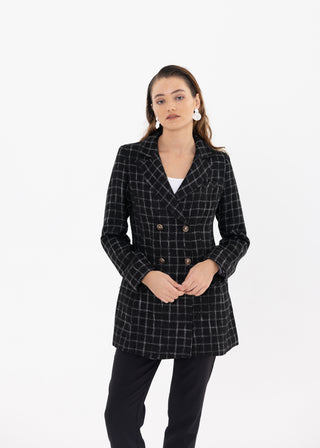 HOUNDSTOOTH DOUBLE-BREASTED BLAZER