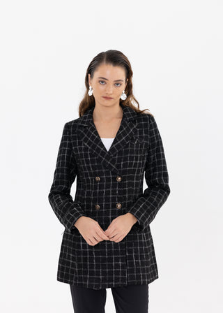 HOUNDSTOOTH DOUBLE-BREASTED BLAZER