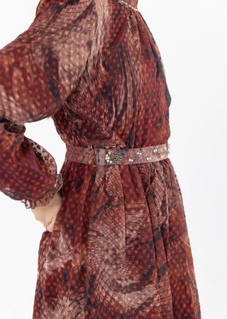 SHIRRED COLLAR NECK POLKA DOT DRESS