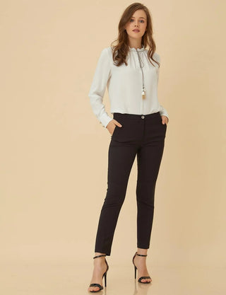 Slim Fit Basic Pants - Black