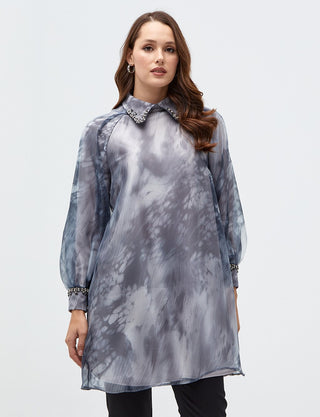 PATTERNED ORGANZA BLOUSE