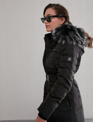Long Goose Down Coat With Furry A20 27003 Black
