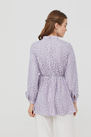 Jacquard Asymmetrical Cut Blouse Lilac