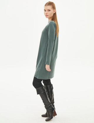Basic Round Neck Knit Tunic Misty Green