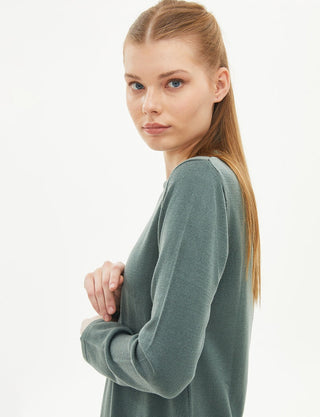 Basic Round Neck Knit Tunic Misty Green