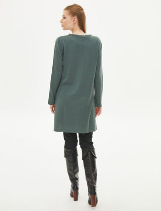 Basic Round Neck Knit Tunic Misty Green