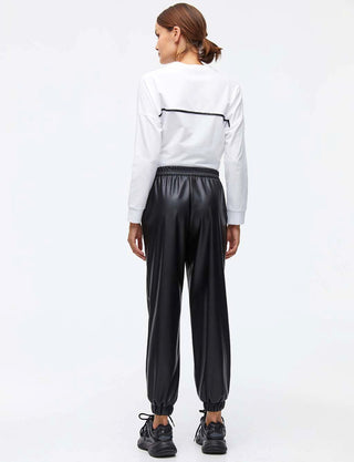 Faux Leather Jogger Pants Black