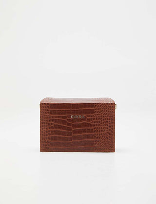 Croco Patterned Magnet Closure Bag Tobacco