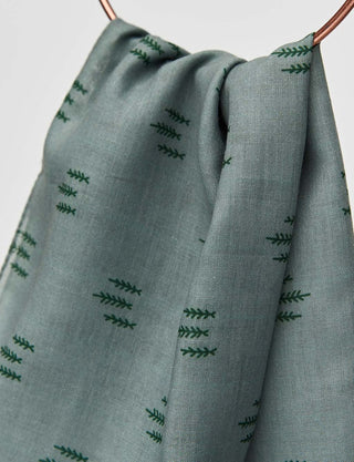 Mini Leaf Patterned Shawl Cyan