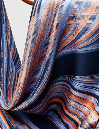 Abstract Patterned PES Scarf Navy