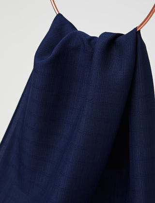 Diamond Plaid Shawl Navy