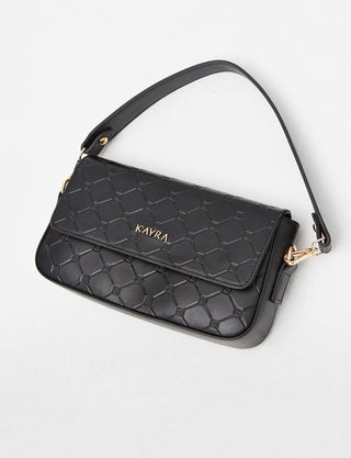Monogram Printed Clamshell Bag Black