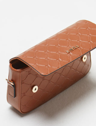 Monogram Printed Clamshell Bag Tobacco