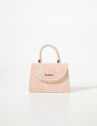 Croco Patterned Flap Bag Powder