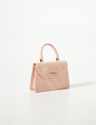 Croco Patterned Flap Bag Powder