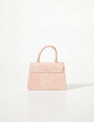 Croco Patterned Flap Bag Powder