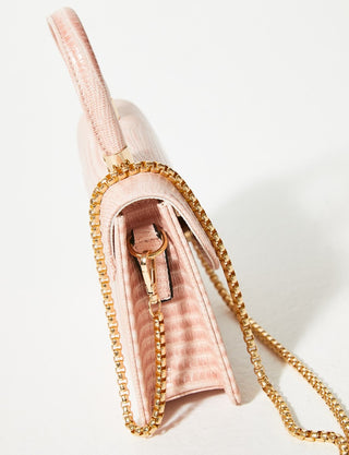 Croco Patterned Flap Bag Powder