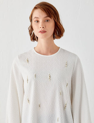 CRINKLE TUNIC WITH BEADS