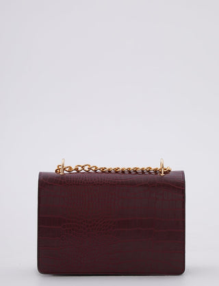 Croco Pattern Rectangle Bag Burgundy A20 CNT31