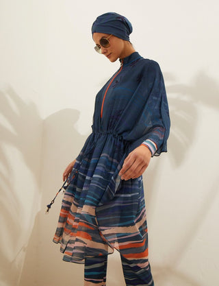 Ocean Blue Printed Kaftan