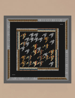 Twill Silk Scarf-Black-1